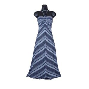 Patagonia women's dress skirt blue striped strapless worn wear M  3 Way wear Y2K
